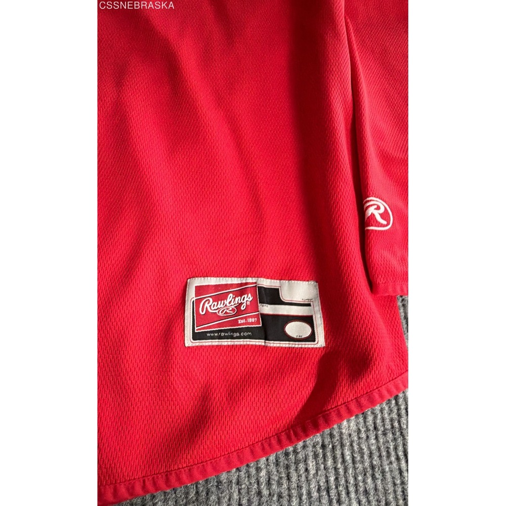 Rawlings Red Mens Baseball Jersey Pullover Training Shirt 2XL Phillies Logo - Picture 4 of 11